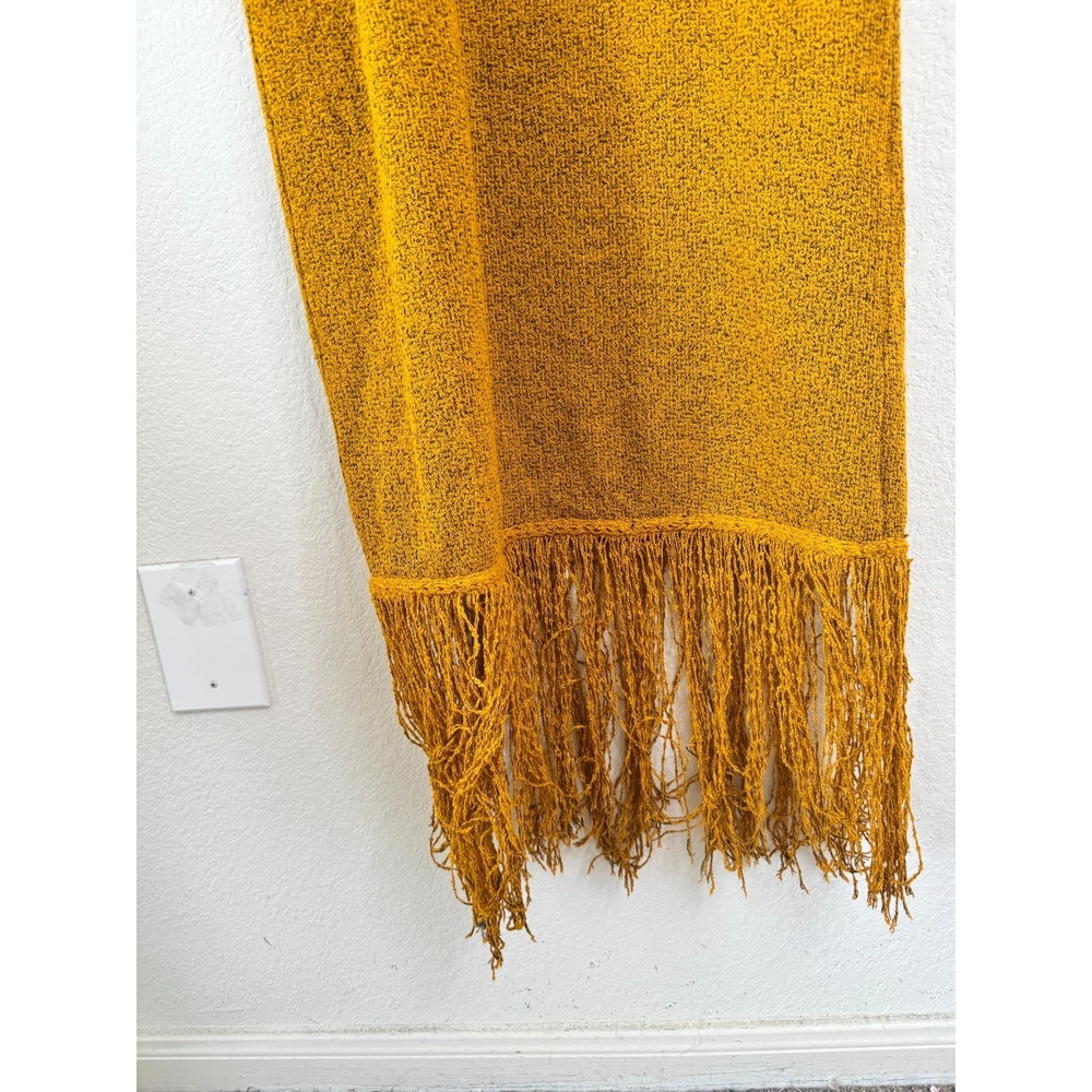 ZARA Knit Fringe Midi Dress Women's M Mustard Yellow Sleeveless Boho Statement - Picture 7 of 9